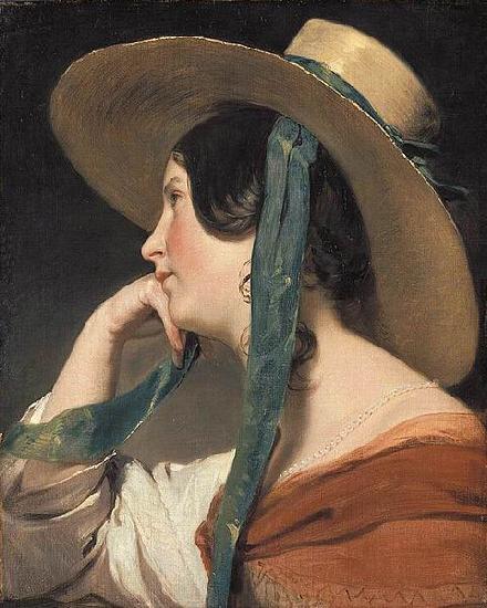 Friedrich von Amerling Maiden with a Straw Hat oil painting picture